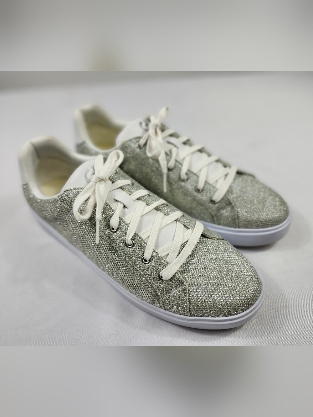 Cole Haan Women's 11 B Glitter Lace-Up Sneakers - Silver